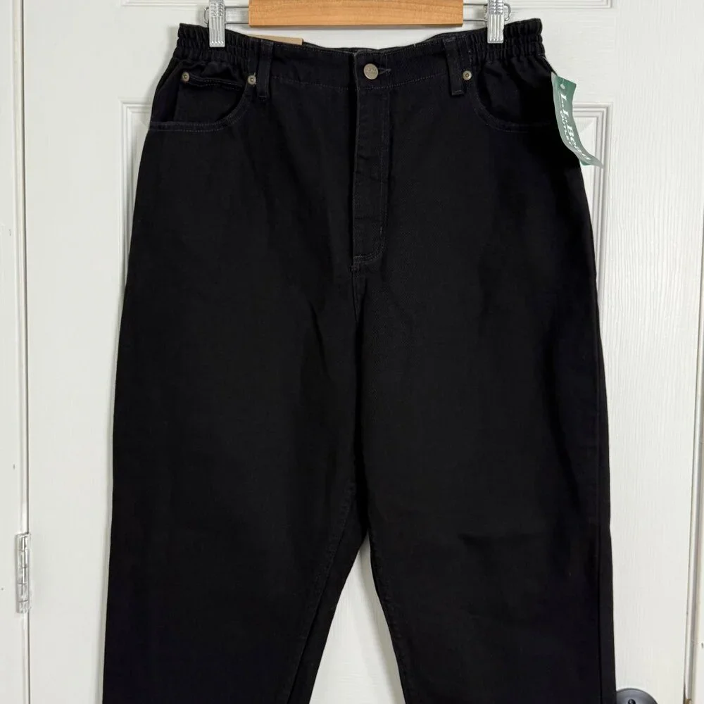 LL‎ Bean Jeans Womens 16 Petite Black Original Fit Relaxed 100% Cotton High Rise - Picture 3 of 16